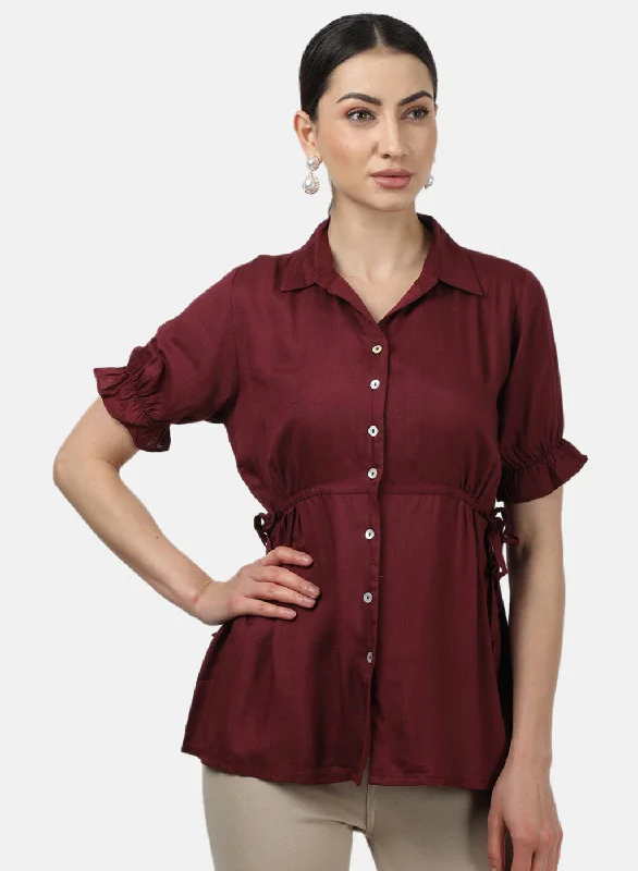 Womens Maroon Plain Top