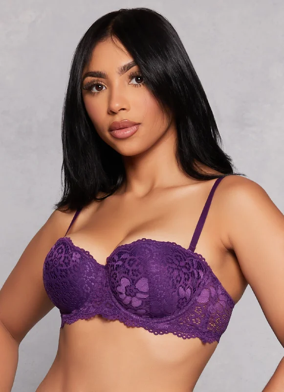 Floral Lace Scalloped Balconette Bra | Converts to Strapless