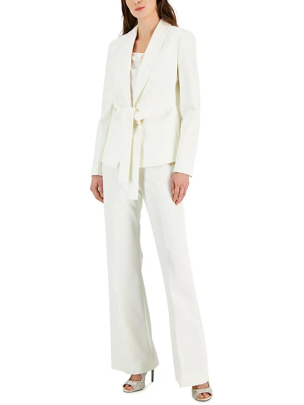 Womens Satin Trim Tie Front Suit Jacket