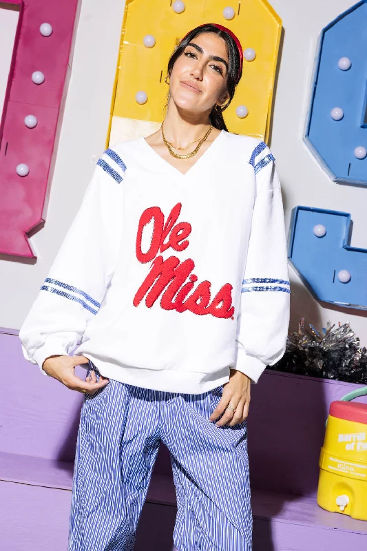 Licensed- White, Blue & Red 'Ole Miss' Jersey Sweatshirt