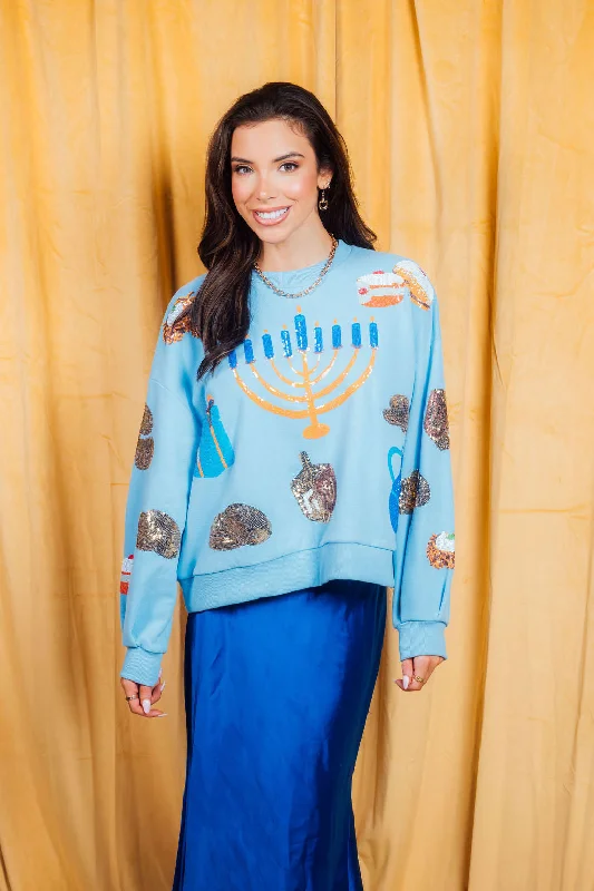 Light Blue Hanukkah Foods Sweatshirt